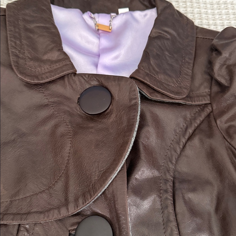 Doma Brown Leather Bomber Jacket - Picture 2 of 6